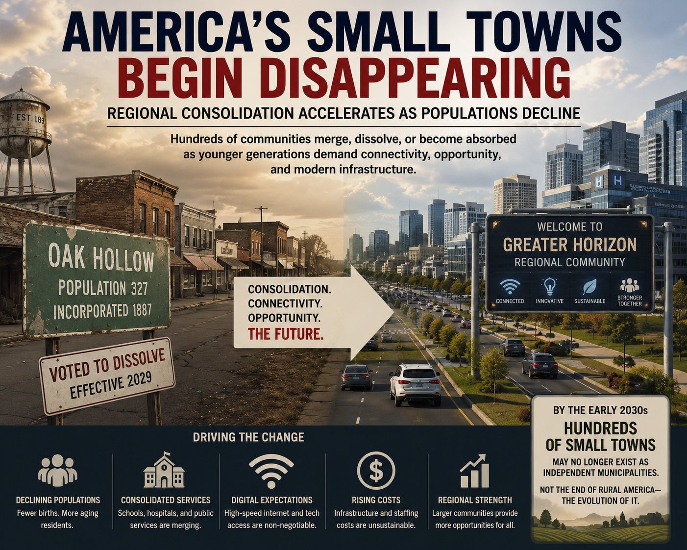 America’s Small Towns Begin Disappearing as Regional Consolidation Accelerates
